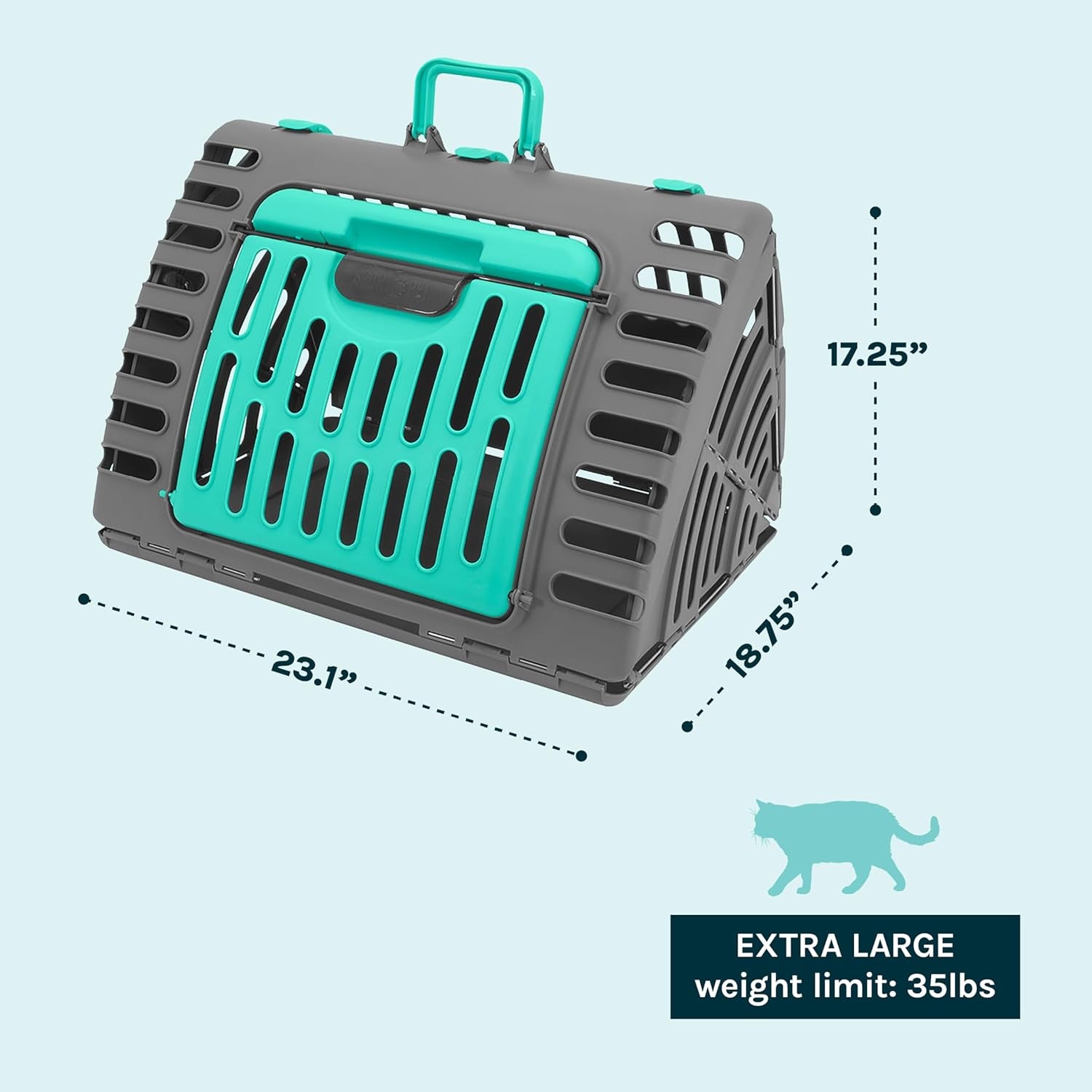 Foldable Travel Cat Carrier - Front Door Plastic Collapsible Carrier Collection, Waterproof Bed