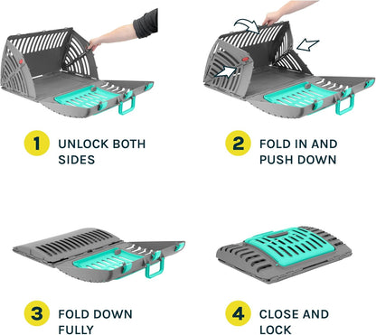 Foldable Travel Cat Carrier - Front Door Plastic Collapsible Carrier Collection, Waterproof Bed